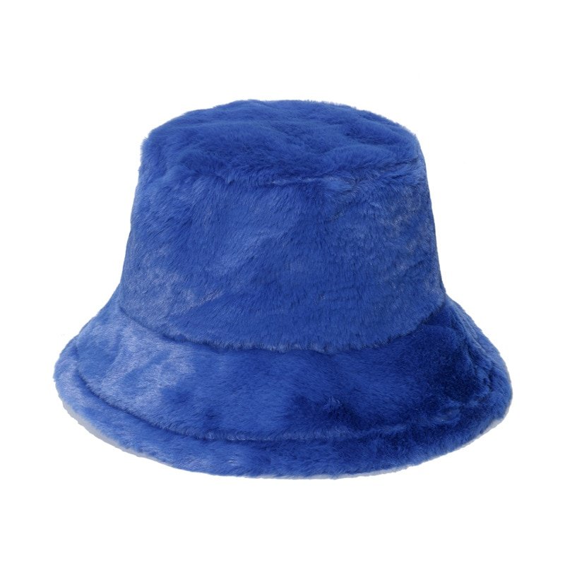 Lifup Chapeau bob en fausse fourrure pour femme - Chapeau d'hiver chaud de  couleur unie, bleu, taille unique : : Mode